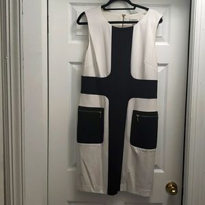 DressBarn Ivory/Black Colorblock Sheath Dress- SIZE 14